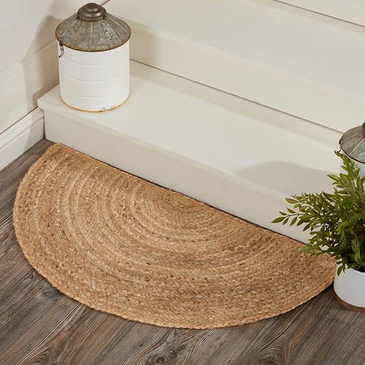 Live Beautiful ! Handwoven D Shape Jute Rug Reversible Carpet for